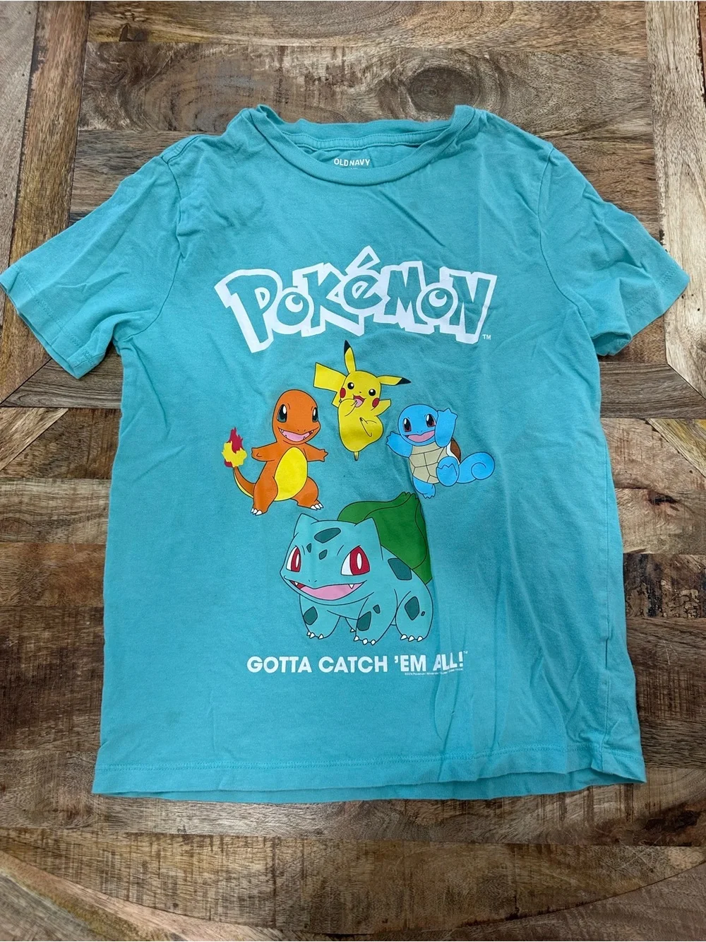 Old Navy Teal & Black Pokémon Graphic Kids Tees